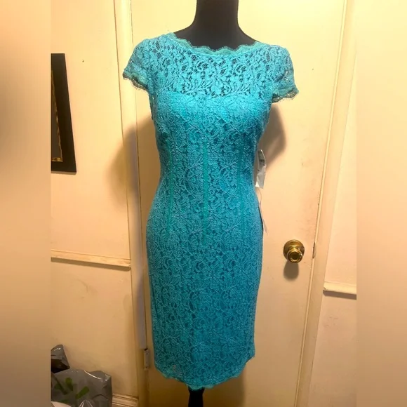 Adrianna Papell green lace dress size 6 - Picture 1 of 4
